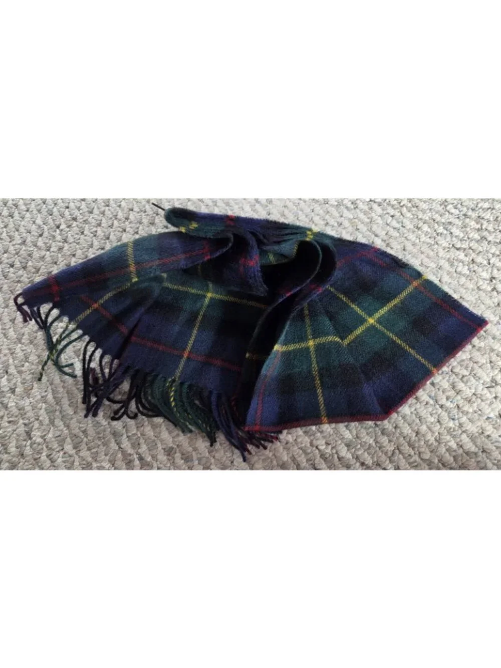 James Pringle Weavers Lambswool Scarf Dress Gordon Tartan Green Blue Yellow Red